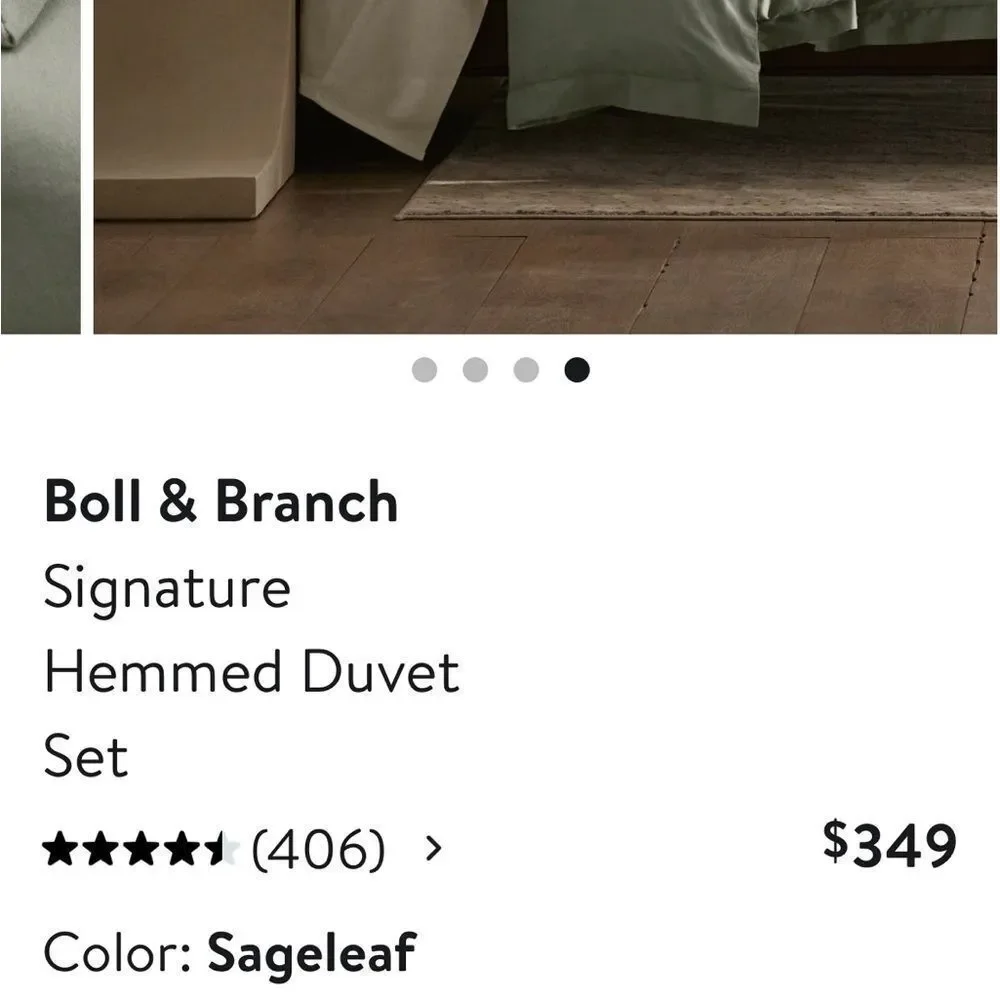 NWT Boll & Branch Signature Hemmed Duvet/Dust Bag sage leaf